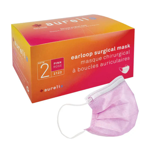 Aurelia Surgical Masks, PINK, ASTM Level 2, Made in Canada